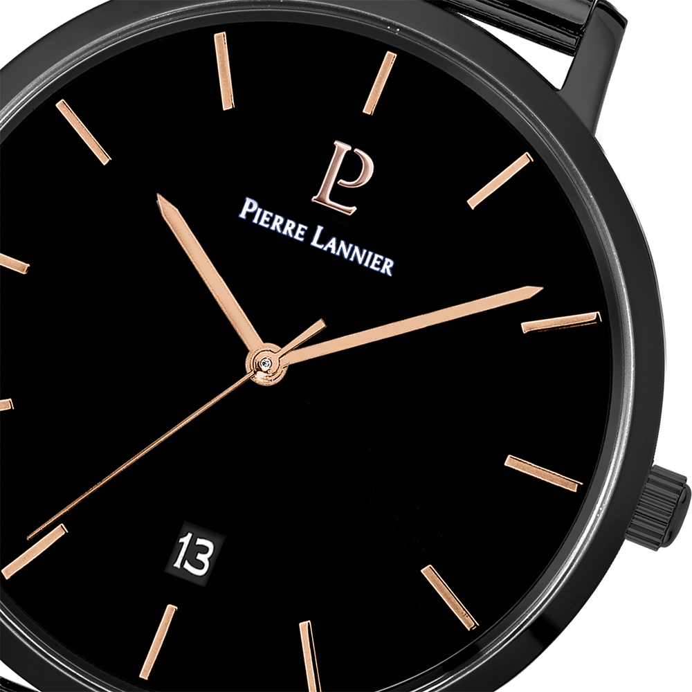 Montre homme Pierre Lannier ECHO 259F439 – cadran noir bracelet milanais noir – vue 3