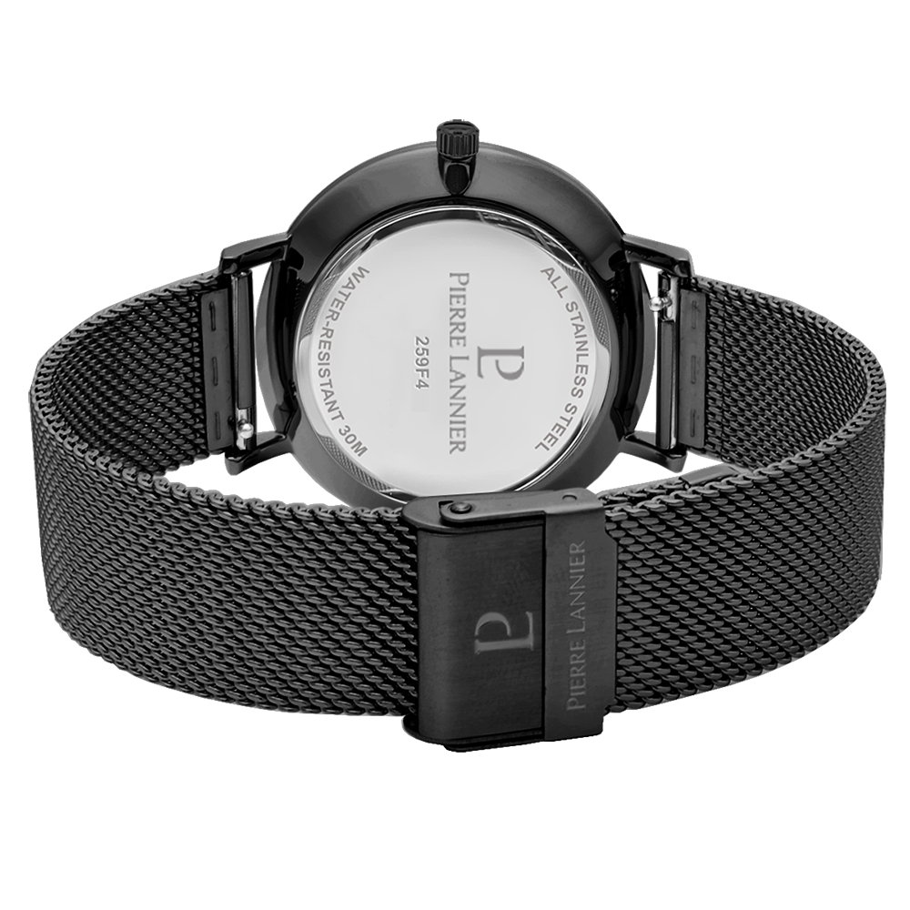 Montre homme Pierre Lannier ECHO 259F439 – cadran noir bracelet milanais noir – vue 4