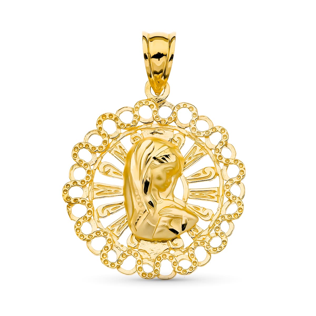 18K Gul Guld Medal Virgin Girl 24 mm