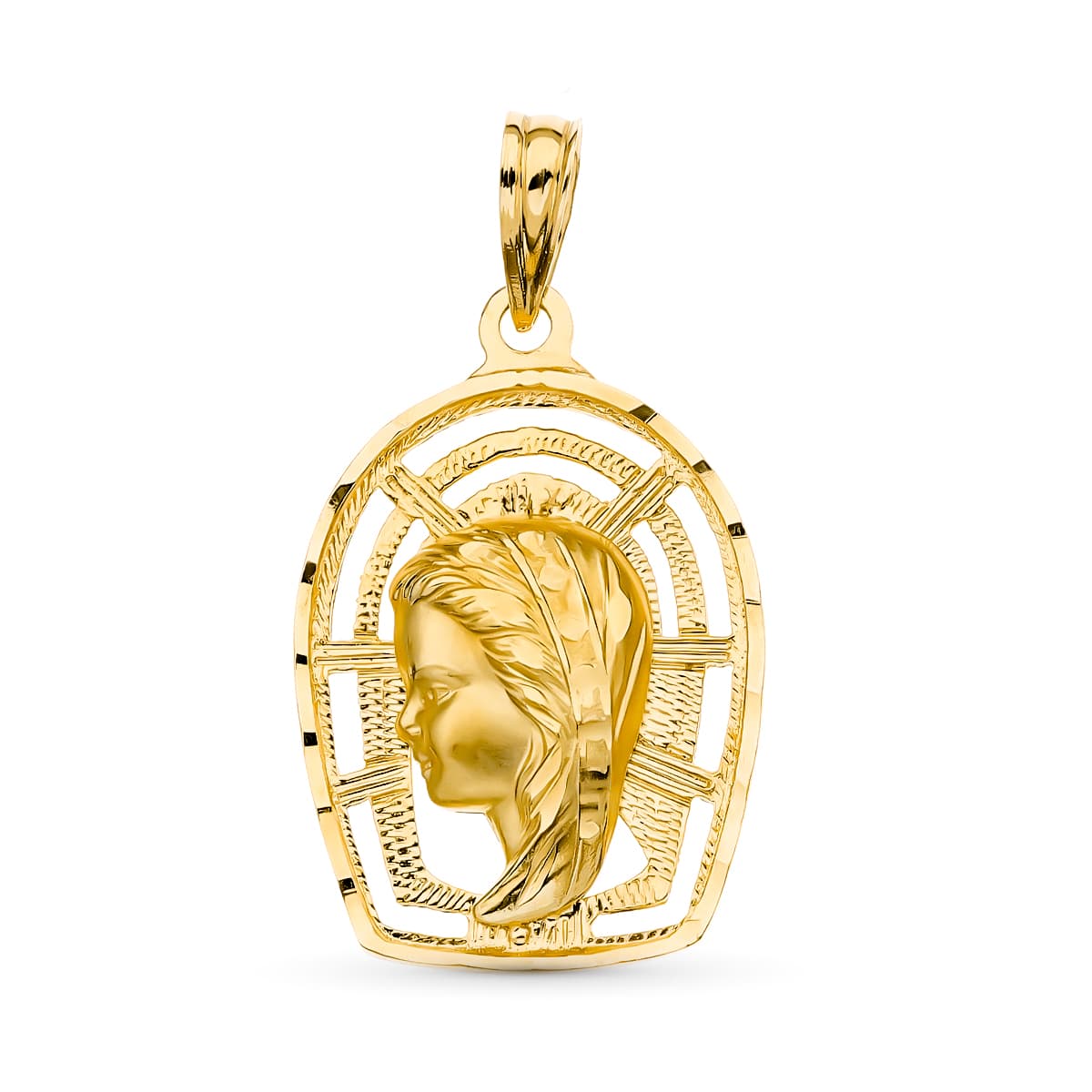 Médaille Or Jaune 18K Vierge Fille 23X16 mm