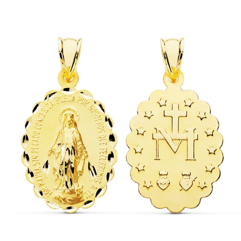 9K Médaille Vierge Miraculeuse 28X18 mm