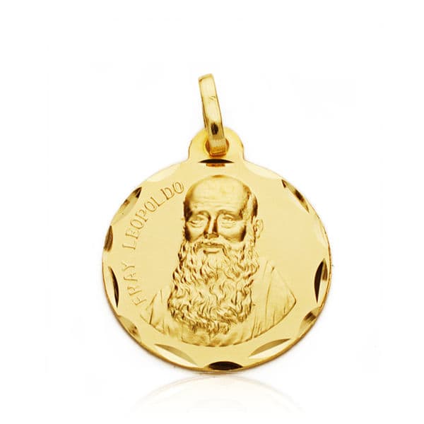 18K Médaille Or Jaune Frère Leopoldo 22 mm