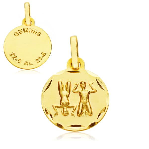 Medalha do Zodíaco Gêmeos 9K 13MM