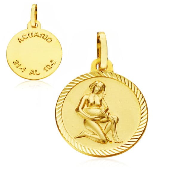 18K Sternzeichen-Medaille Wassermann 16MM
