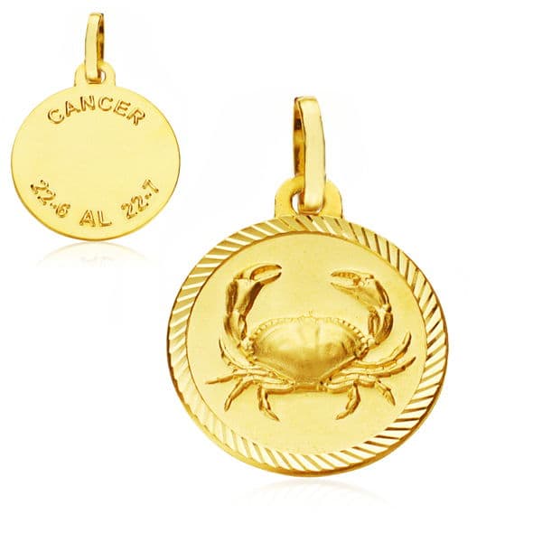 Placa Horoscop Rac Aur Galben 18K 16 mm