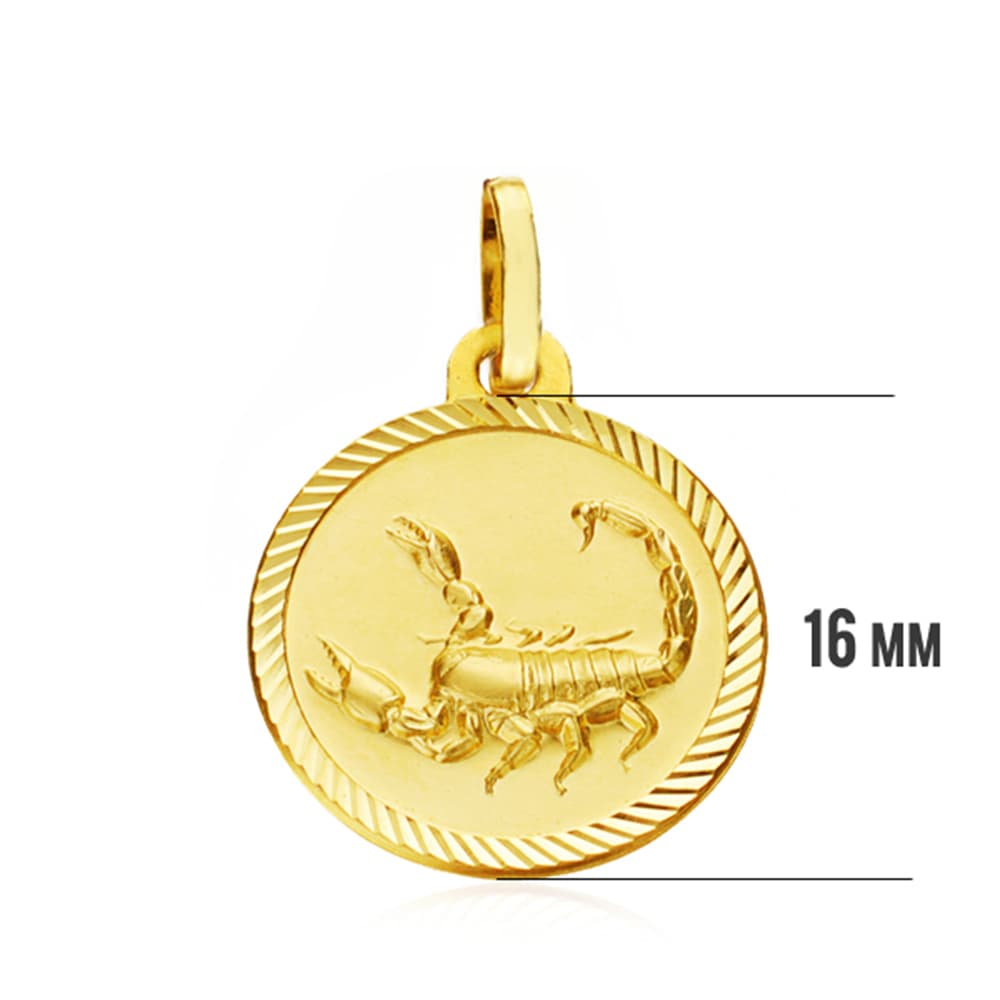 Placa Horoscop Scorpion Aur Galben 18K 16 mm