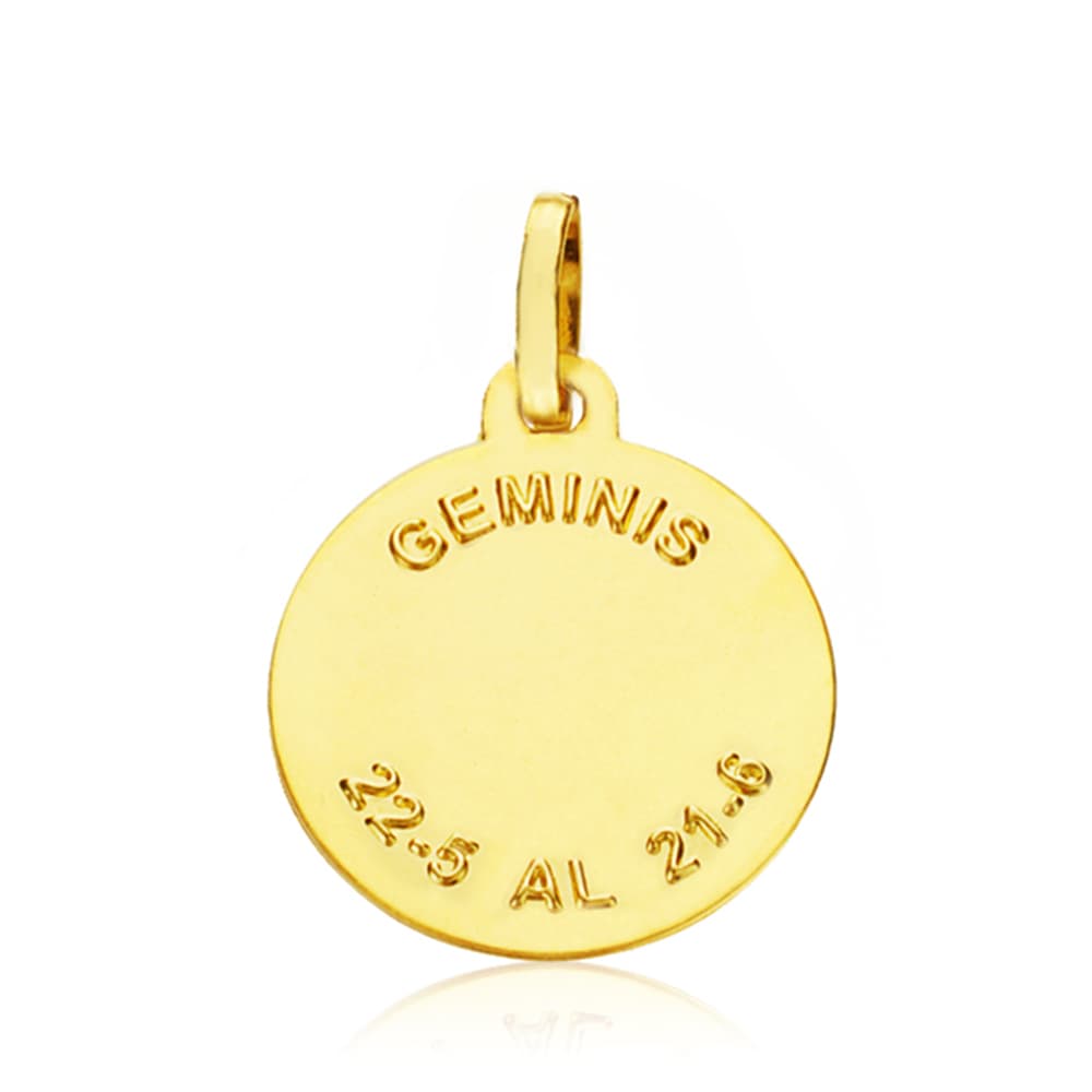 Placa Horóscopo Gêmeos Ouro Amarelo 18K 16 mm