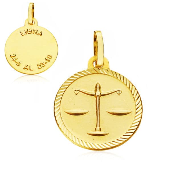 9K Libra Zodiac Medal 20 mm