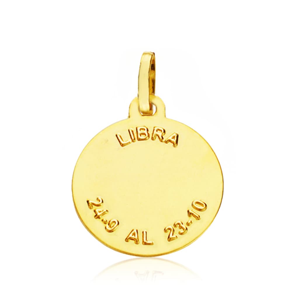 Placa Horóscopo Libra Oro Amarillo 18K 16 mm