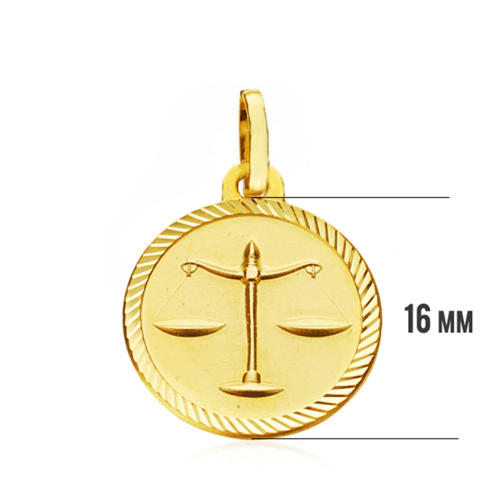 Placa Horóscopo Libra Oro Amarillo 18K 16 mm
