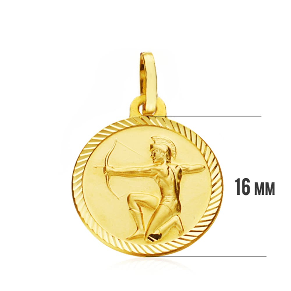 Placa Horoscop Sagetator din Aur Galben 18K 16 mm