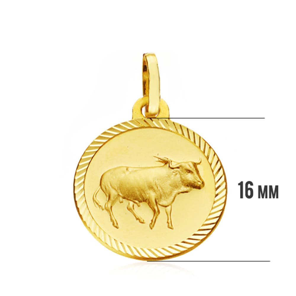 Placa Horoscop Taur din Aur Galben 18K 16 mm