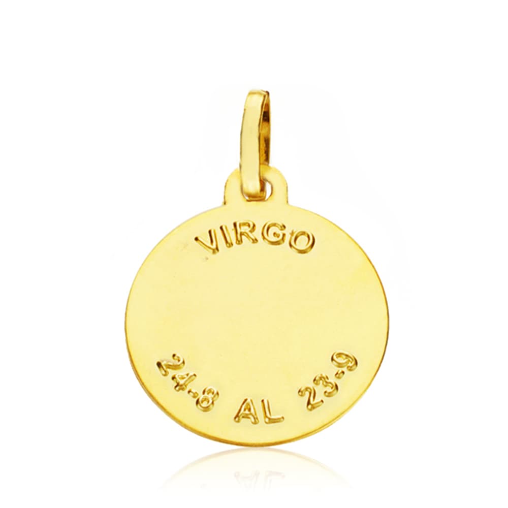 Jomfru Horoskop Plaque 18K Gul Guld 16 mm
