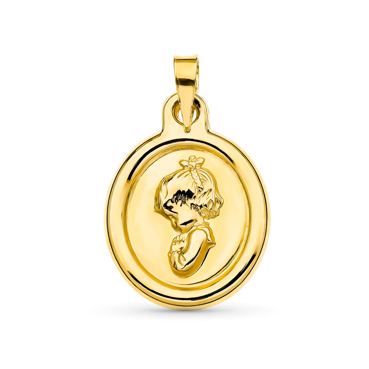 18K Gul Guld Medal Virgin Girl 22X16 mm