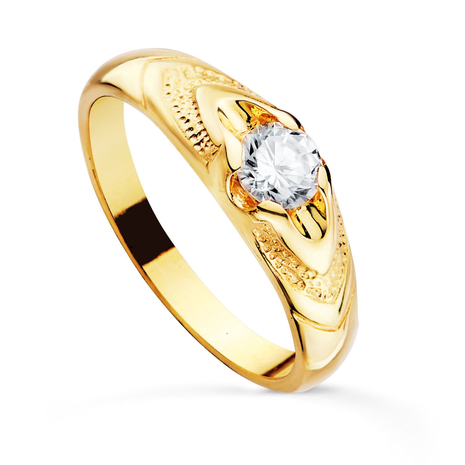 Kabal kadett 18K gult gull Bredde 6 mm Zirconia 4 mm Uten fôr