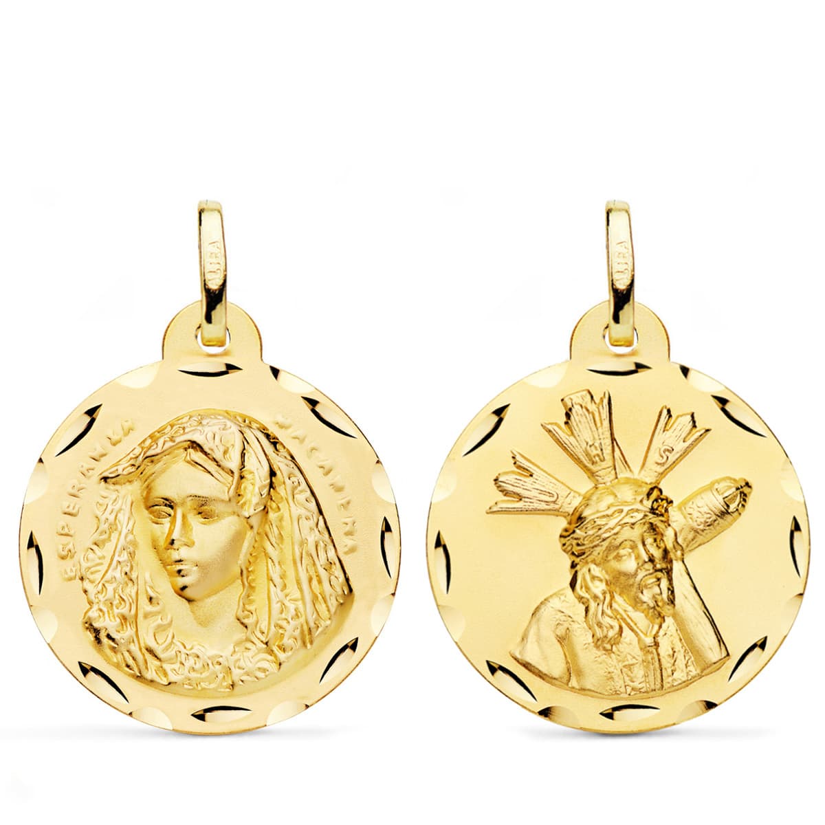 Macarena Escapulário Virgem 18K e Grande Poder DIAMANTE 24 mm