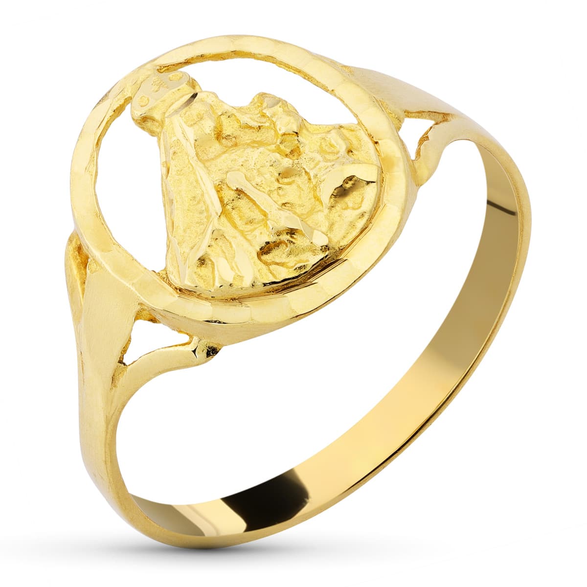 Anel Virgem da Saúde Oval em Ouro Amarelo 18K 13 X 11,5 mm