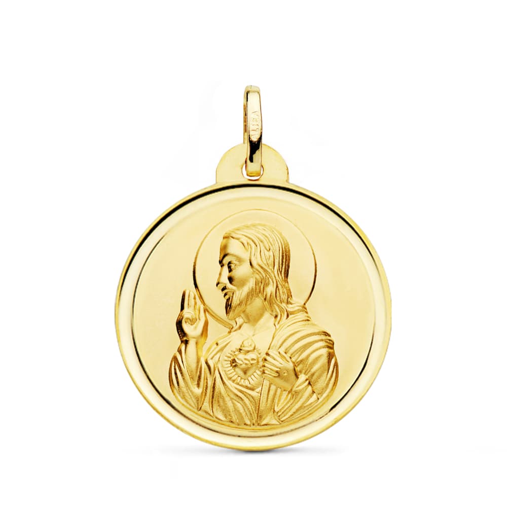 18K Jesu hellige hjerte-medalje 26 mm