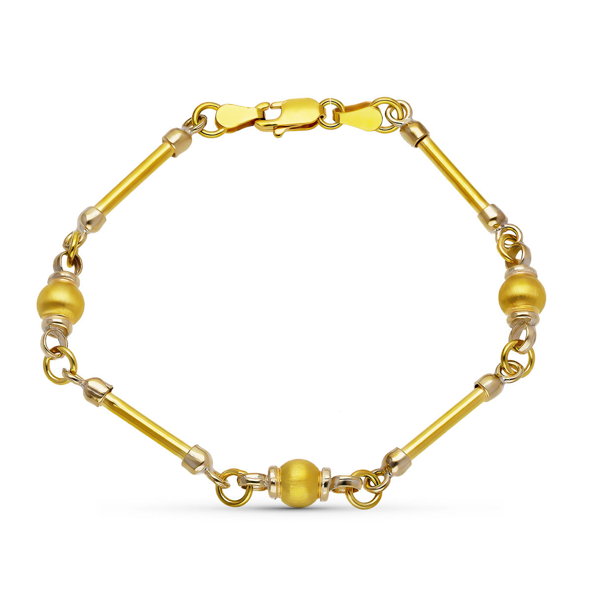 Bracciale con barra e sfera in oro giallo 18 carati