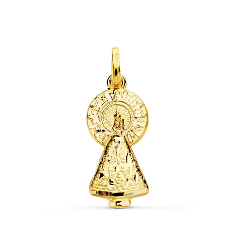 Médaille Or Jaune 18K Vierge Del Pilar Silhouette 25X11 mm