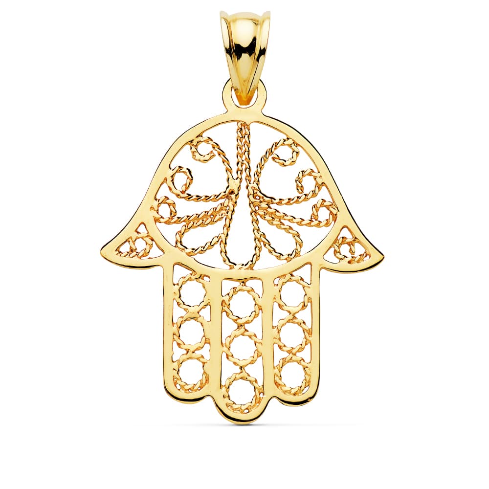 Pendentif Main de Fatima Or Jaune 18K 32 X 29 mm