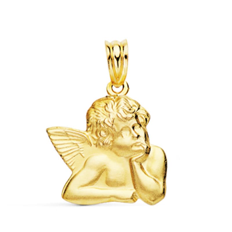 Medalla Oro Amarillo 9K Angelito Silueta Burlon 20X17 mm
