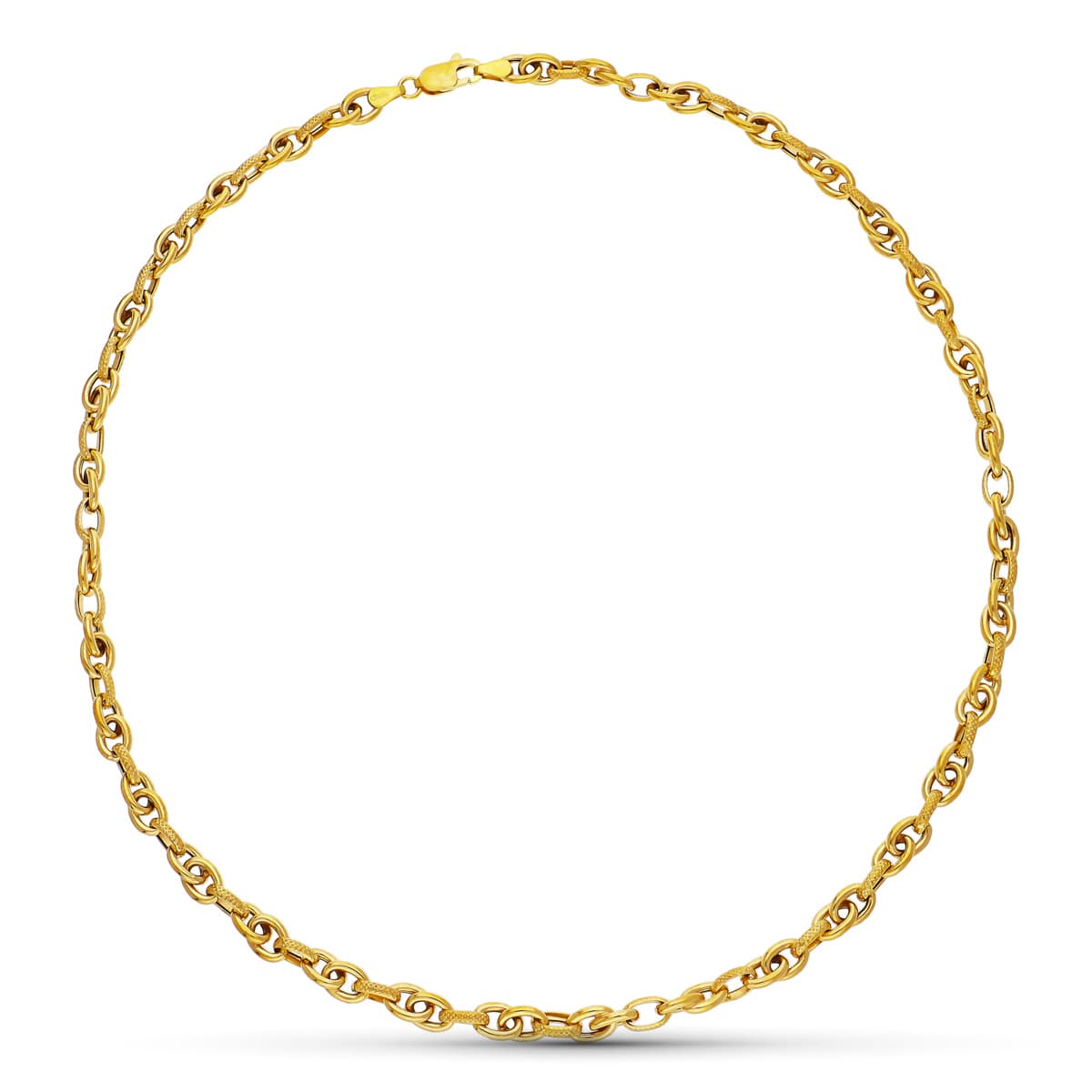 Colar oco em ouro amarelo 18K. 43cm
