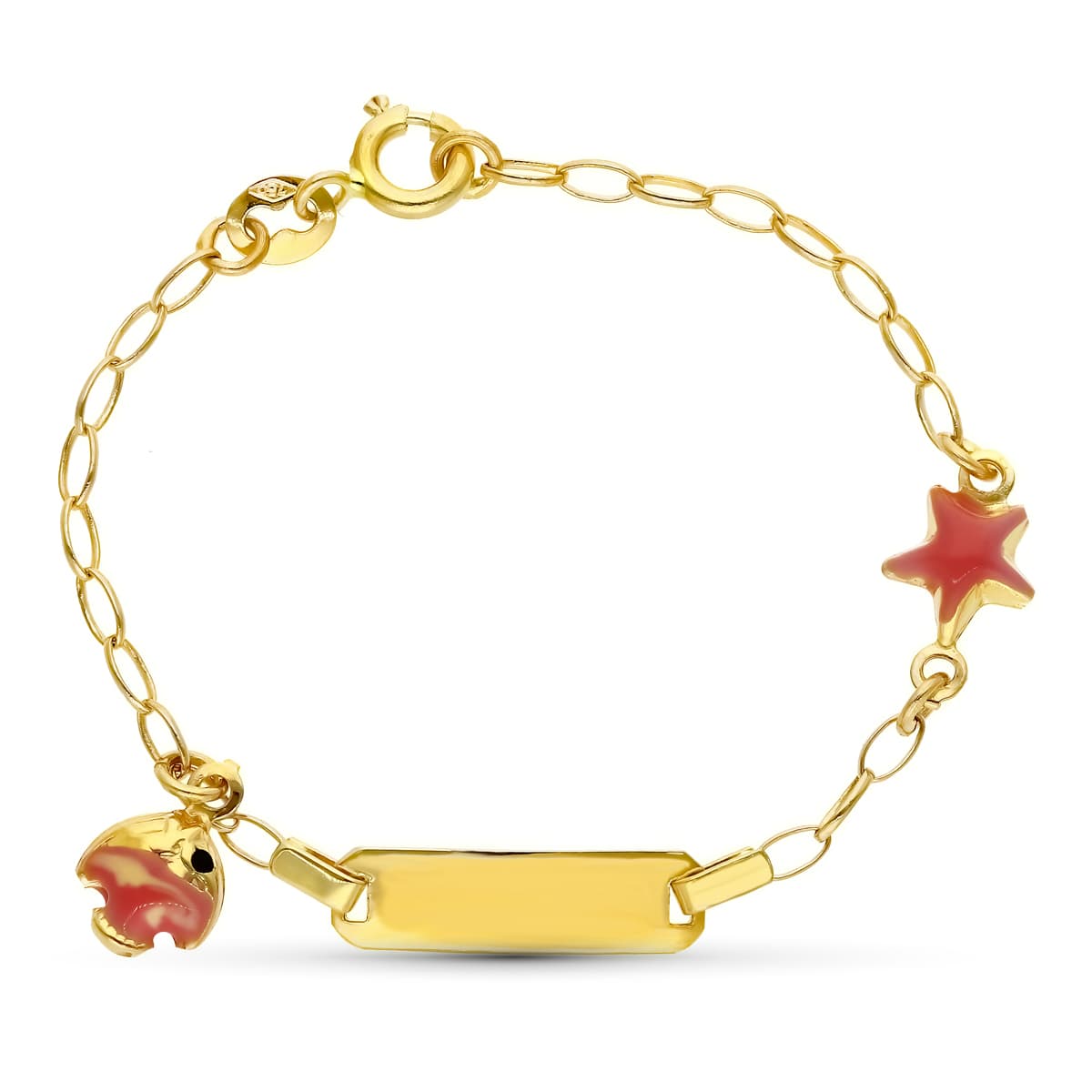 Catena Barbazzale Pesce e Stella in Oro Giallo 18 Carati 13 Cm