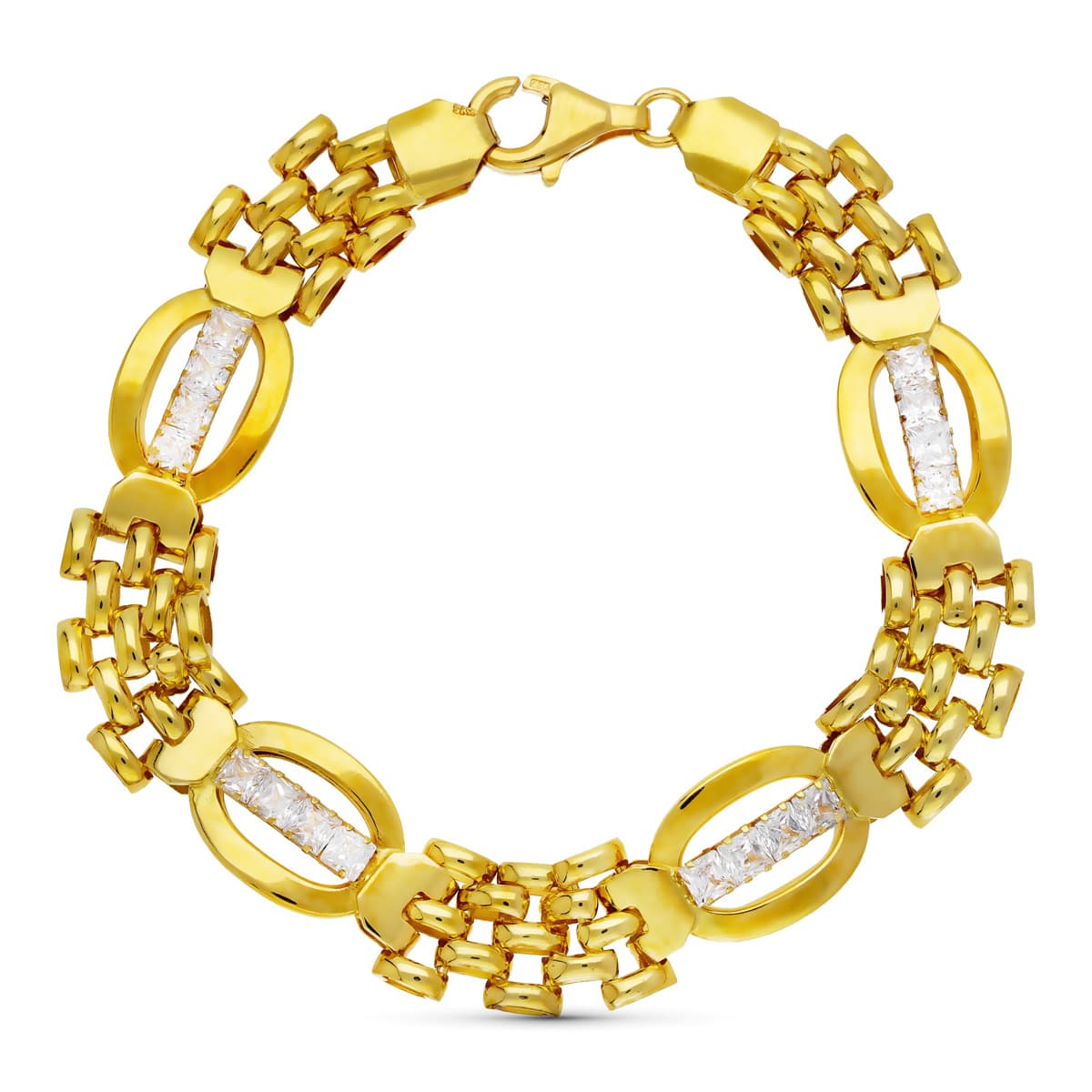 18K Bracelet en Or Jaune & Oxydes de Zirconium