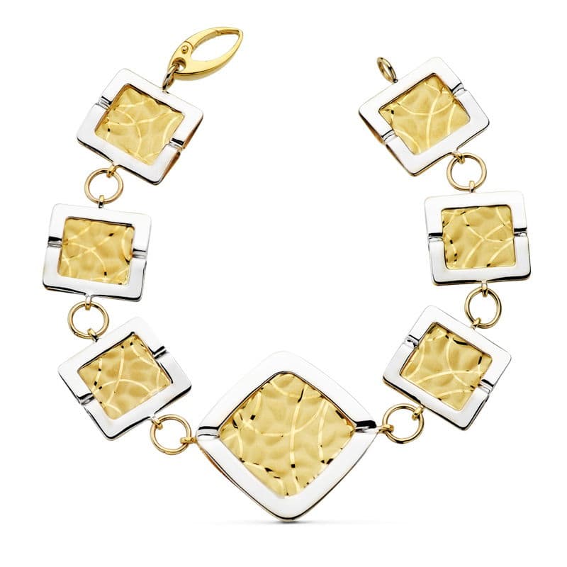 18K Bracelet Or Bicolore Laser 19.5 Cm