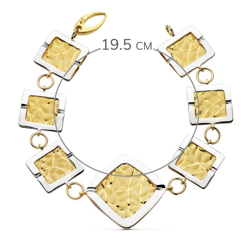 18K Bracelet Or Bicolore Laser 19.5 Cm