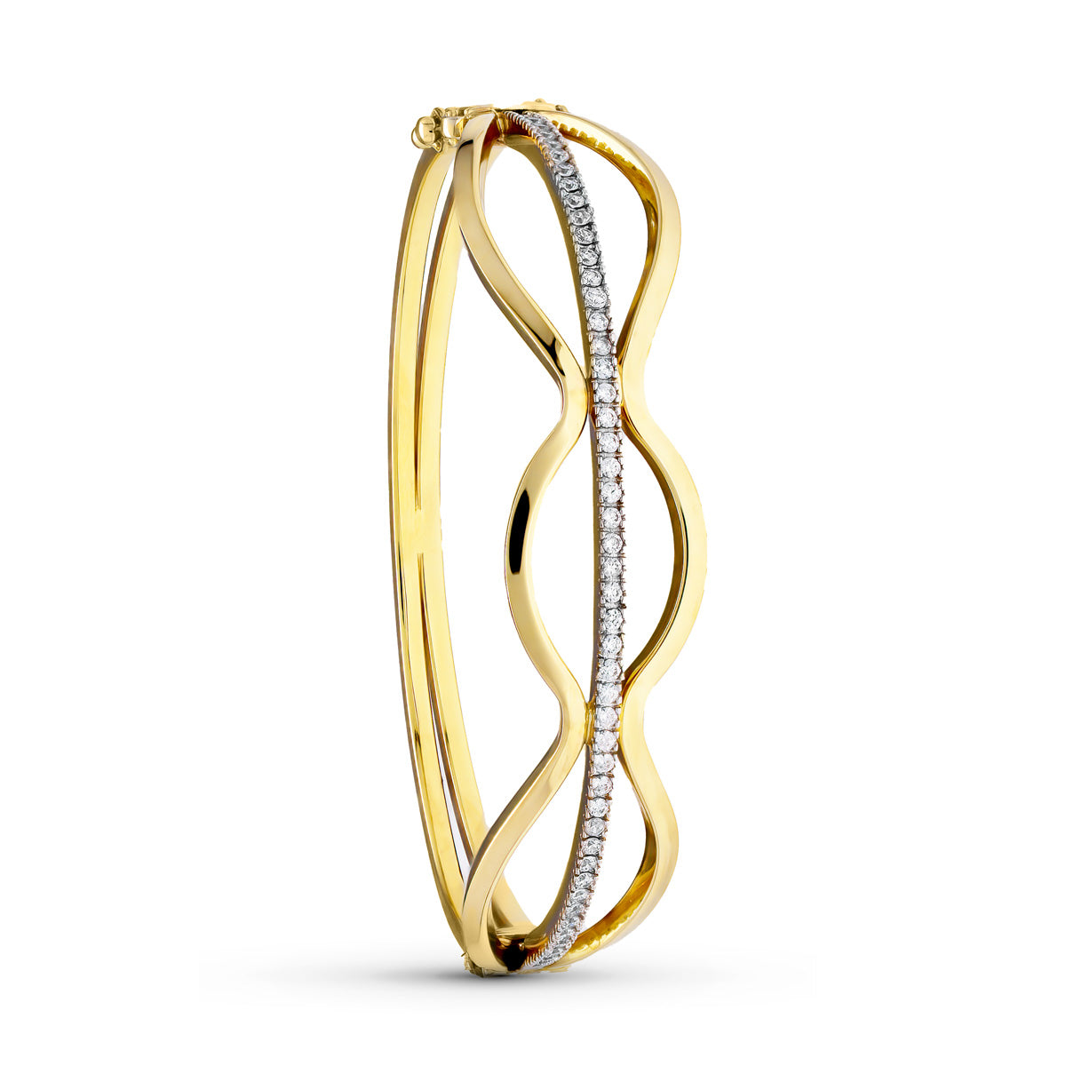 18K ツートーン ゴールド ブレスレット ジルコン