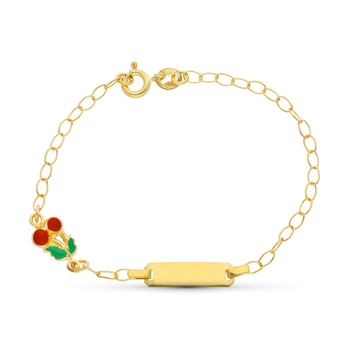 18K Gourmette Or Jaune Cerises Email 16.5 Cm