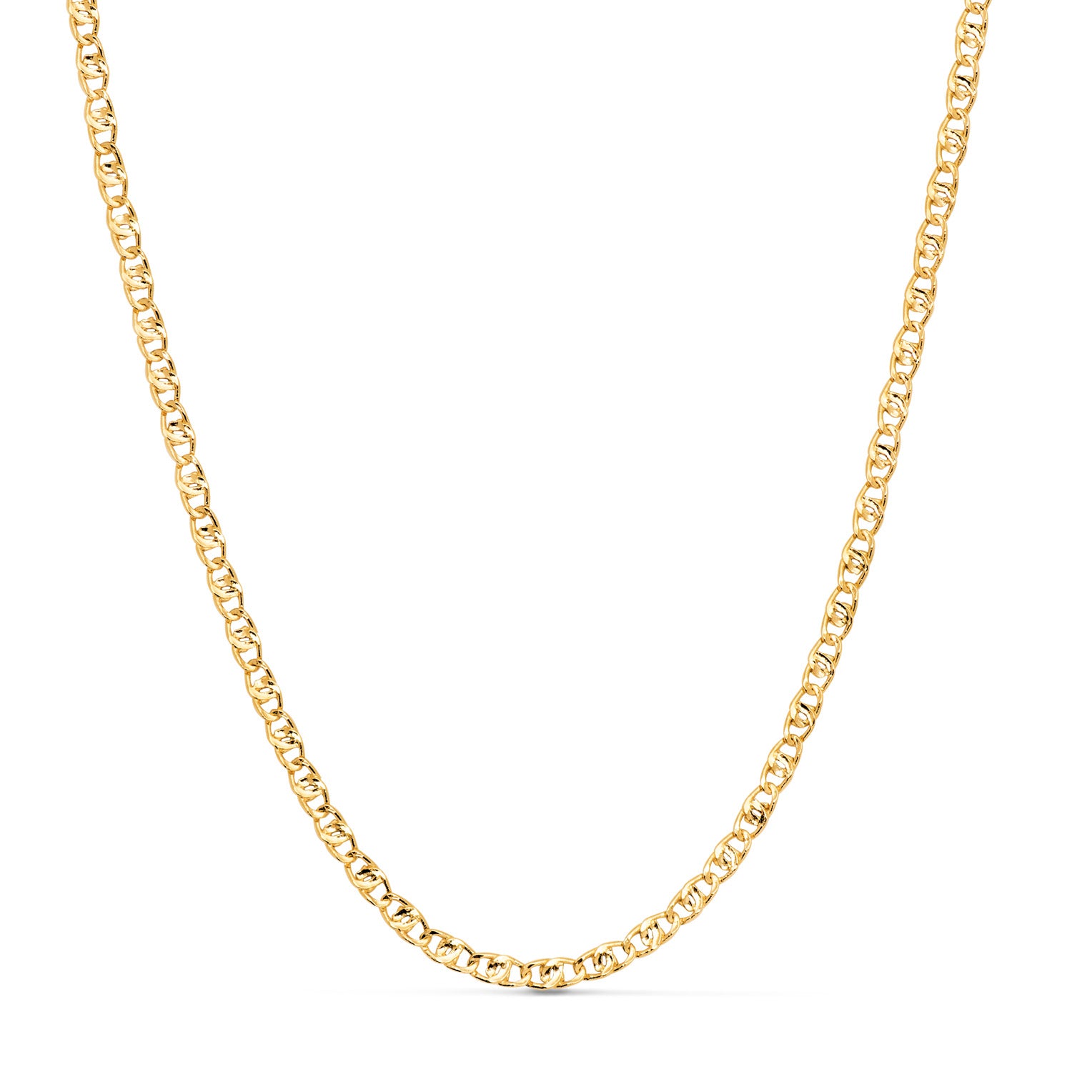Choker Or Jaune 18K Type Ancre Ras de Cou 32-6 Cm Fermoir Rose Largeur : 3MM