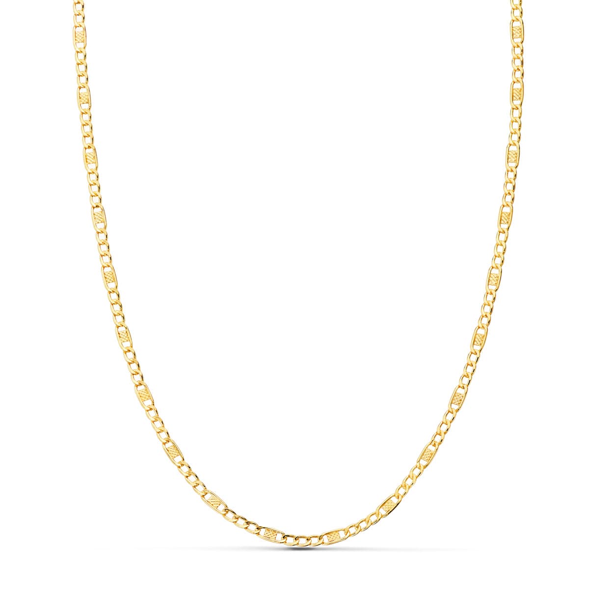 18K Chaîne en Or Jaune Figaro 3X1 Creuse. Longueur 45CM - Largeur 2 mm