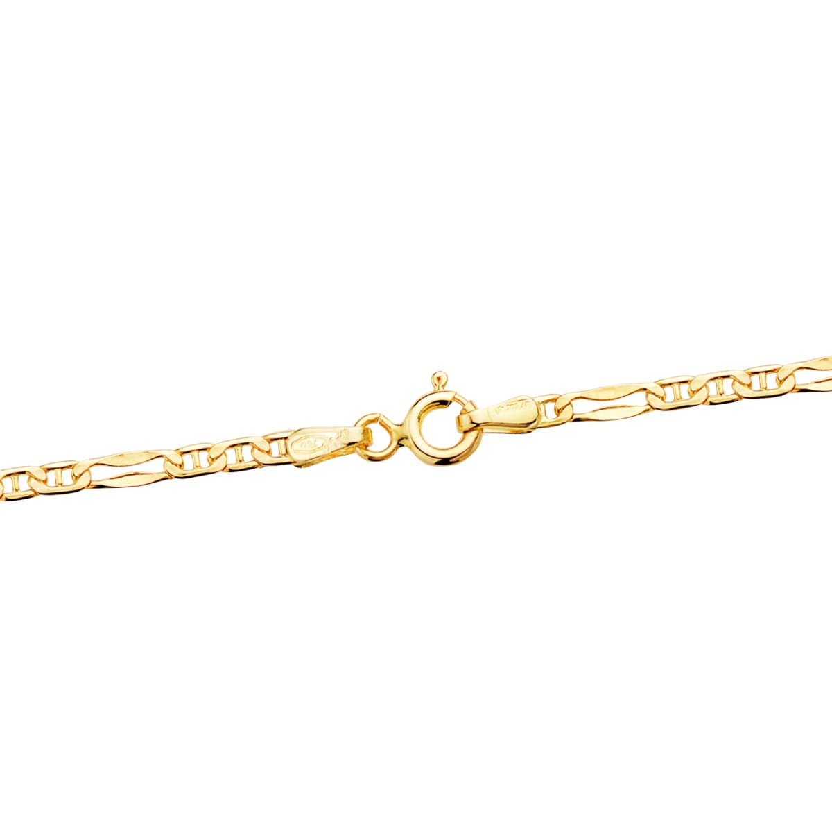 18K Yellow Gold Hollow Navy Chain 3X1. Length 45 Cm. Width 2mm