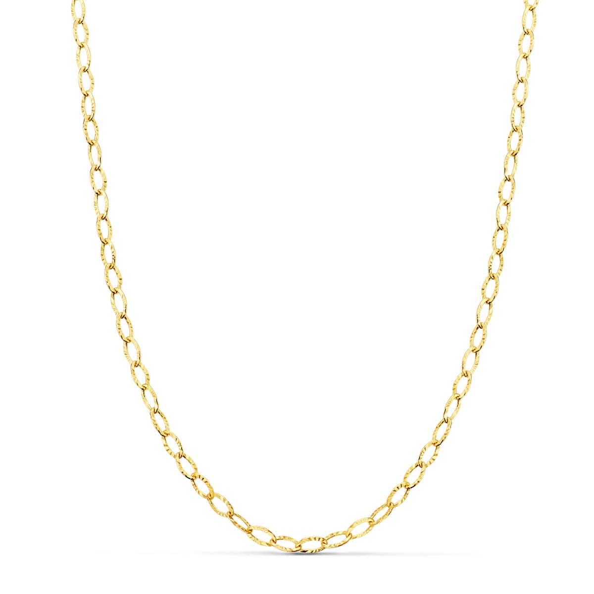 18K Chaîne Forçat Creuse Facettée en Or Jaune. Longueur 45 Cm - Largeur 2.5 mm