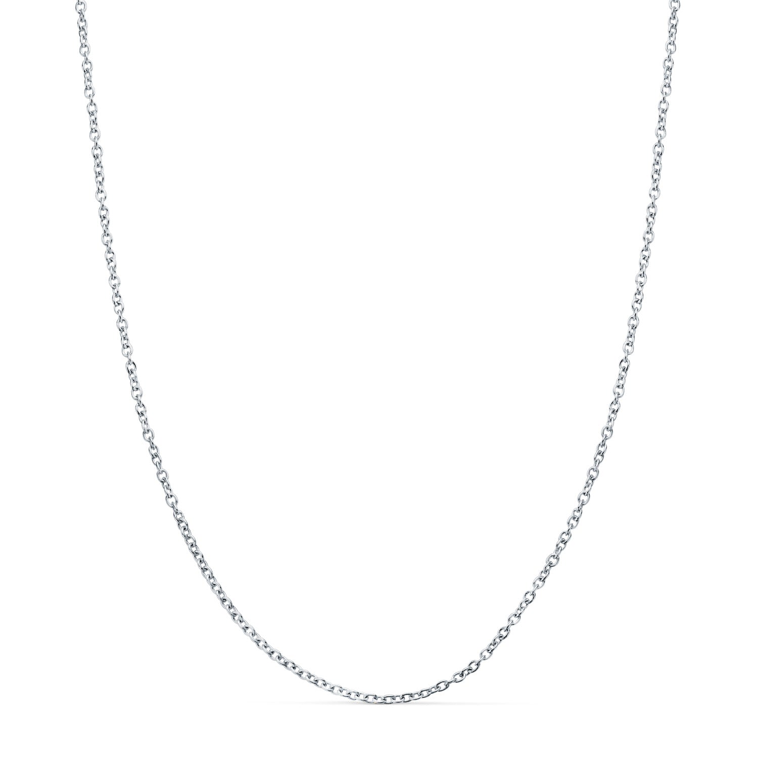 Solid 18K Forced White Gold Chain Width: 1MM Length: 50CM