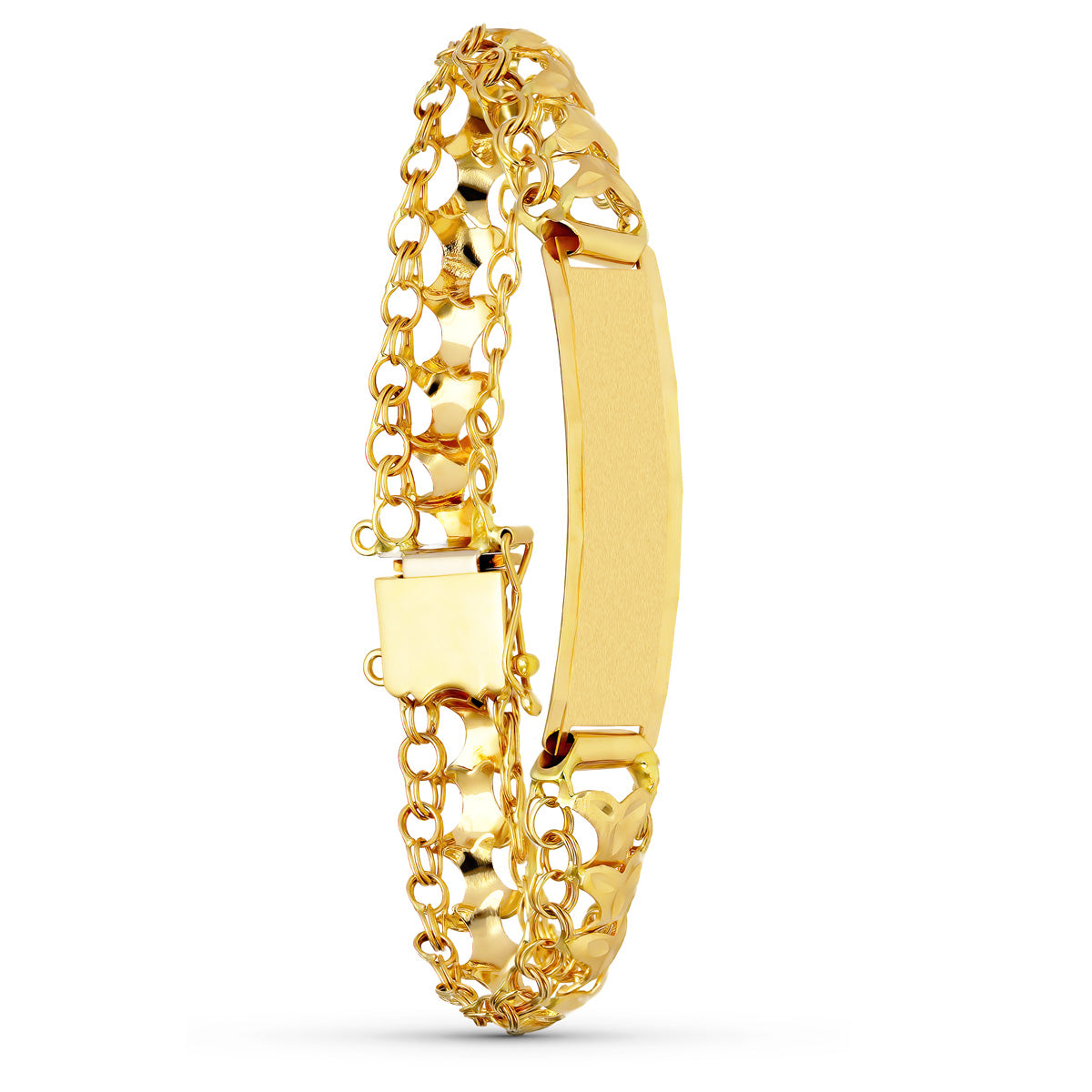 Bracelet Plaque Princesse Or Jaune 18 Carats