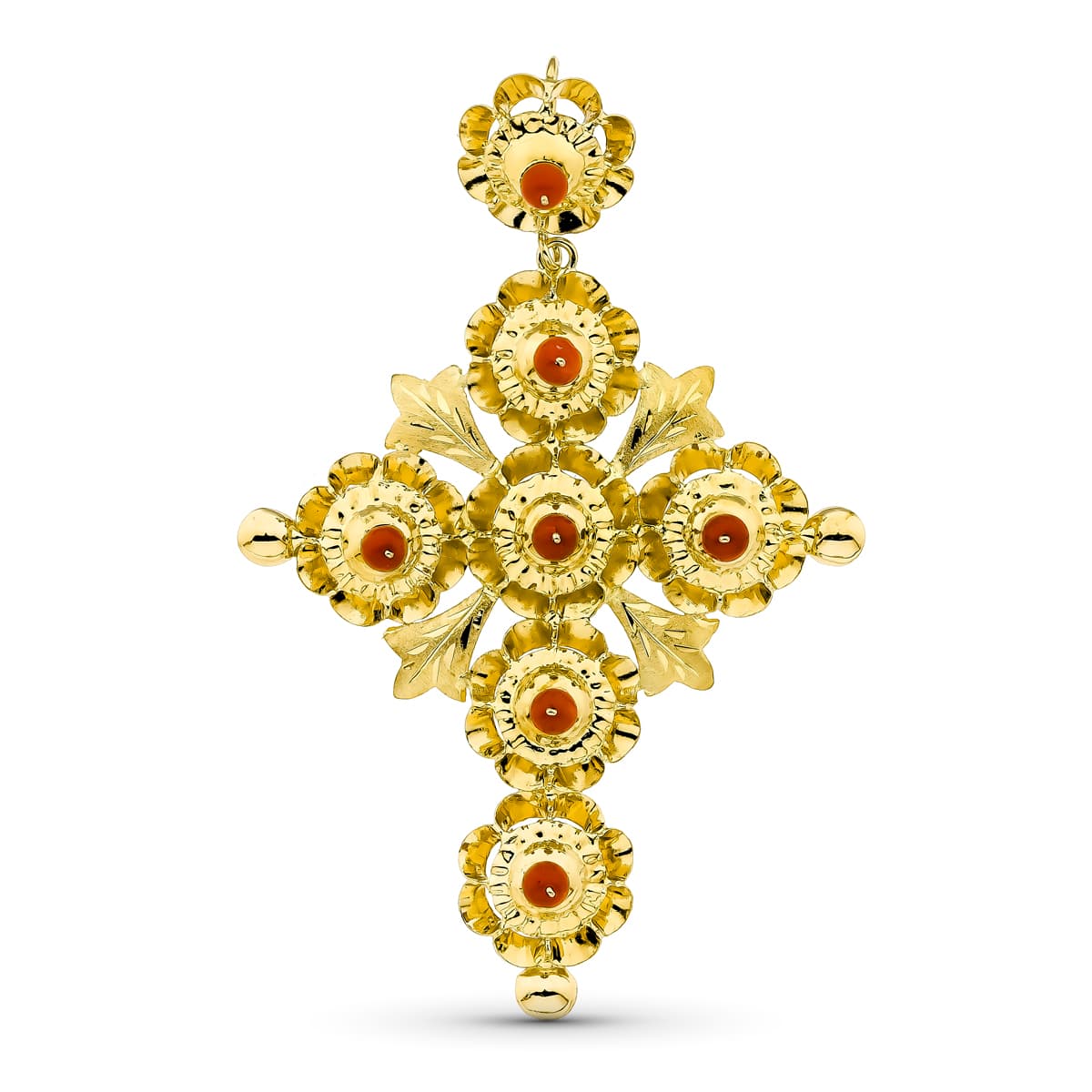 18K Croix en Or Jaune 71 X 47 mm