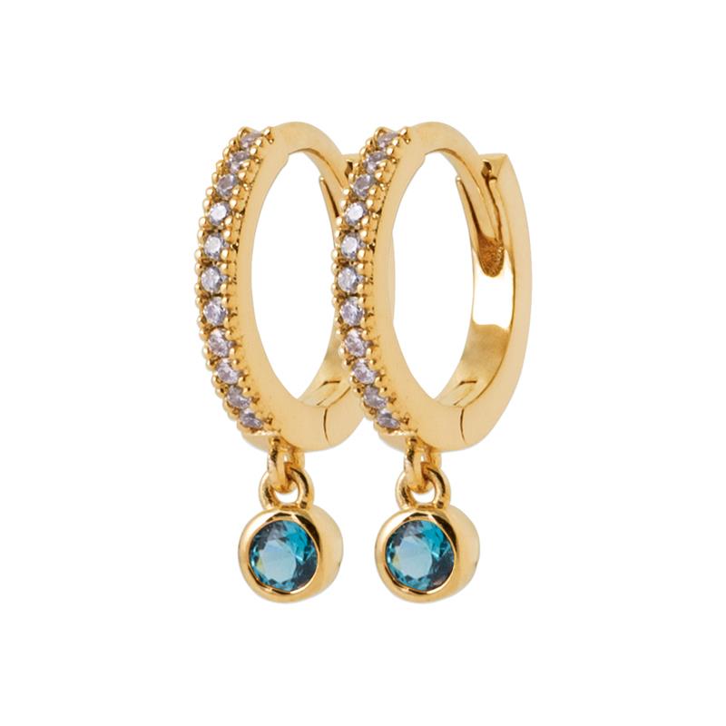 Charm - Blue - Gold Plated - Hoop earrings