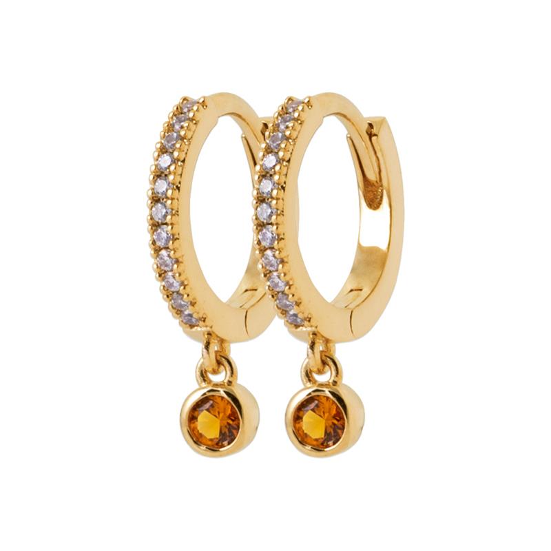 Charm - Brown - Gold Plated - Hoop earrings
