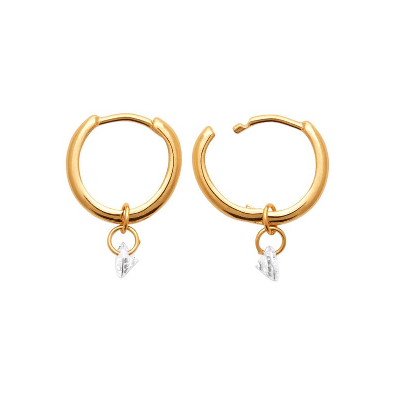Charm - White - Gold Plated - Hoop earrings