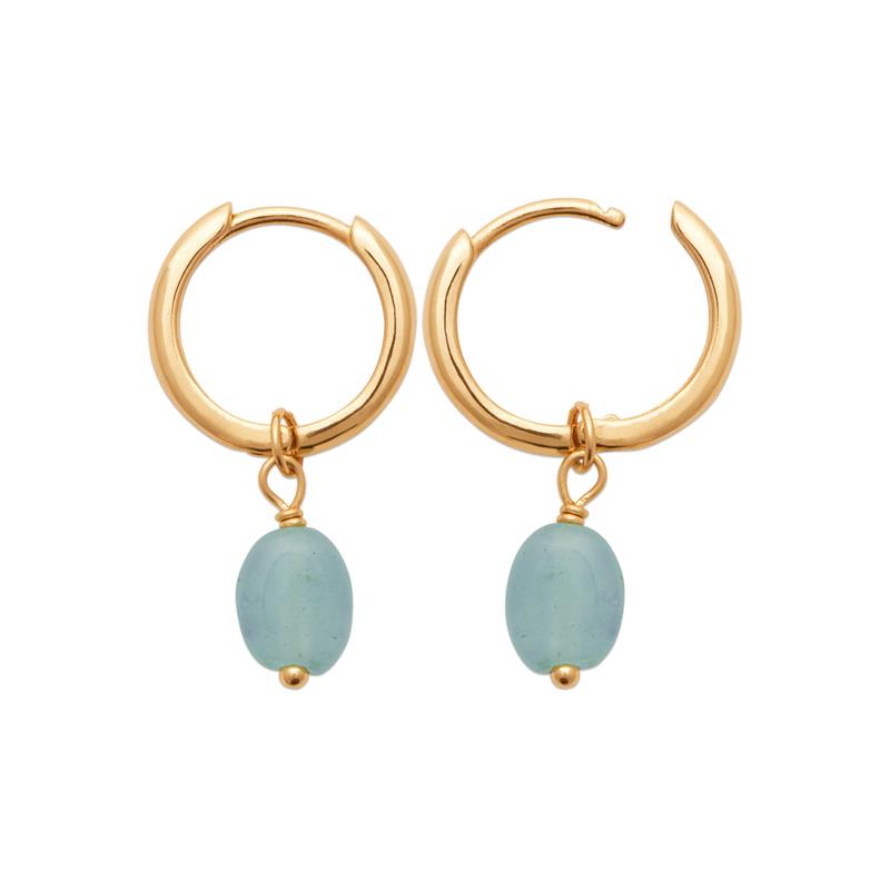 Charm - Amazonite - Gold Plated - Creoles