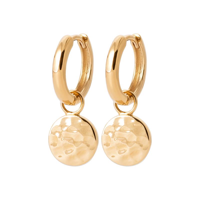 Charm - Disc - Gold Plated - Hoop earrings