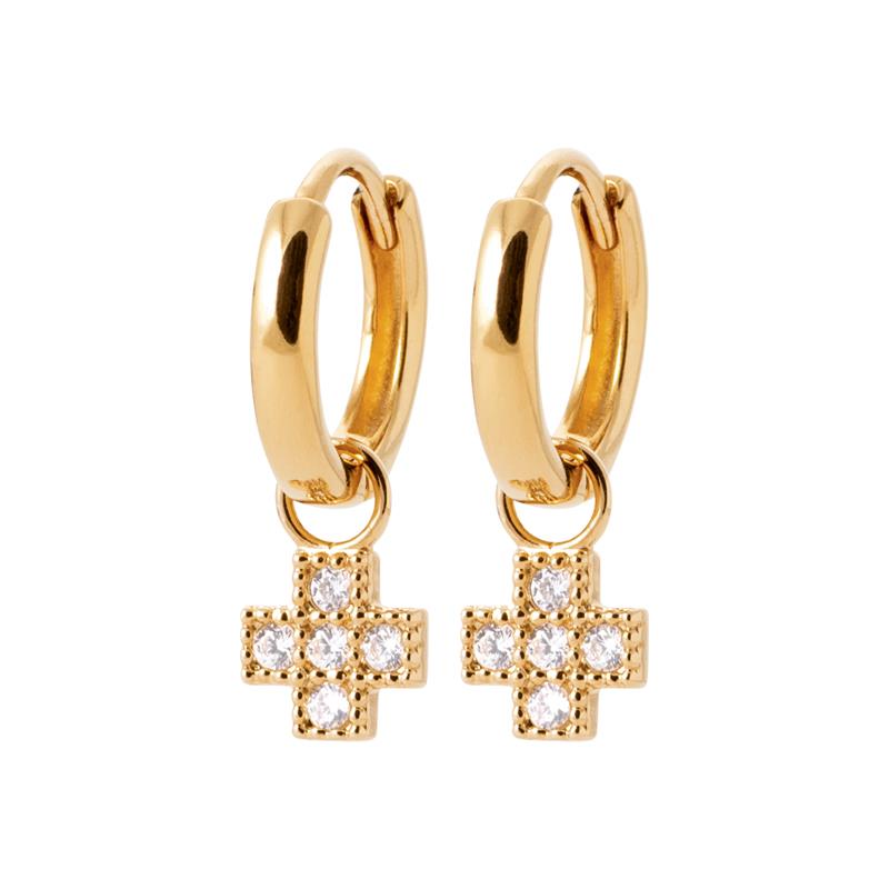 Charm - Cross - Gold Plated - Creoles