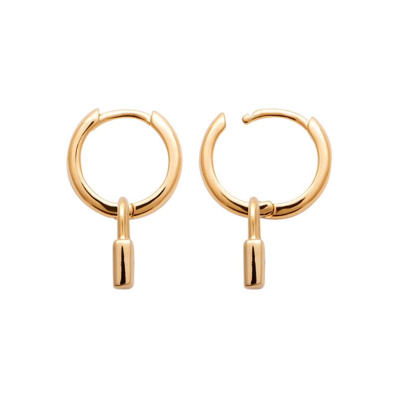 Charm - Padlock - Gold Plated - Hoop earrings