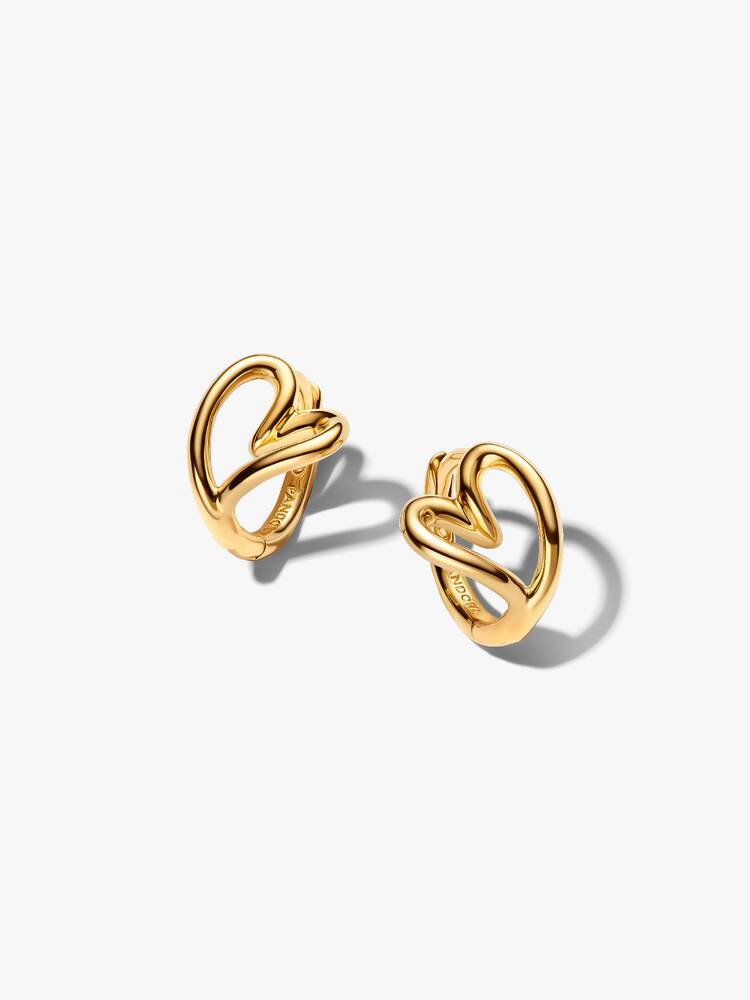 Pandora Earrings - Gold Organic Heart Hoops | 264359C00
