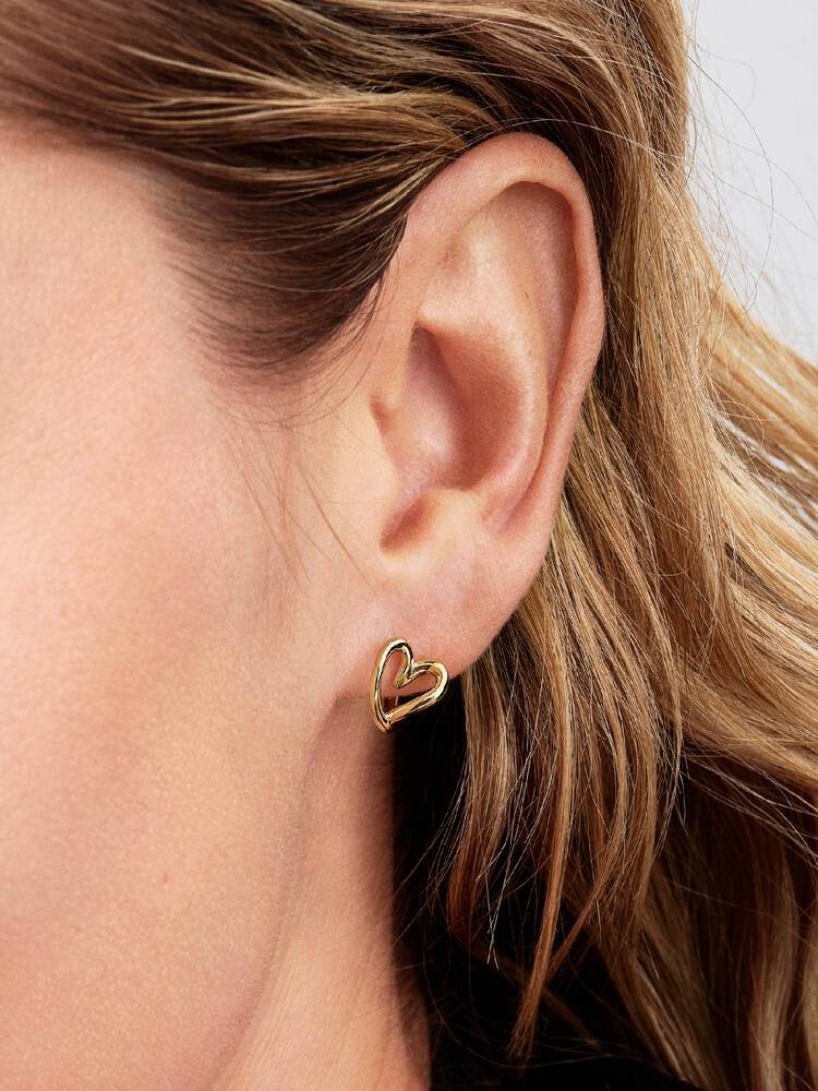 Pandora Earrings - Gold Organic Heart Hoops | 264359C00