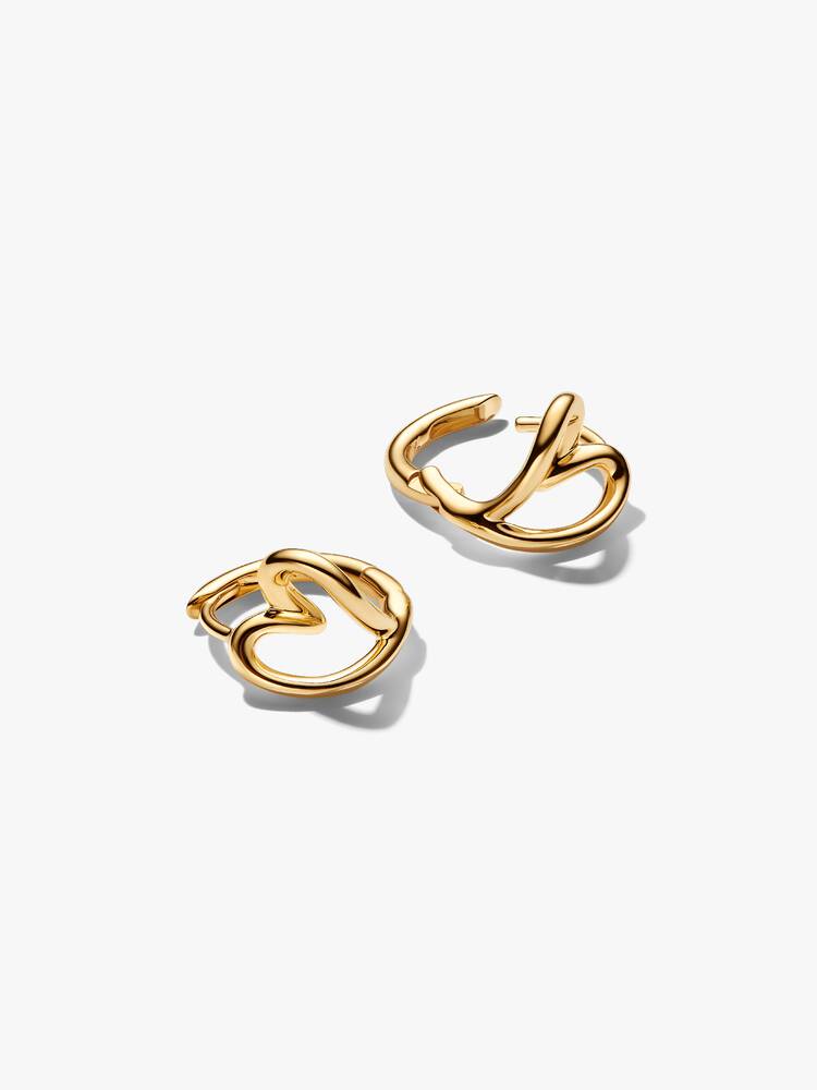 Pandora Earrings - Gold Organic Heart Hoops | 264359C00
